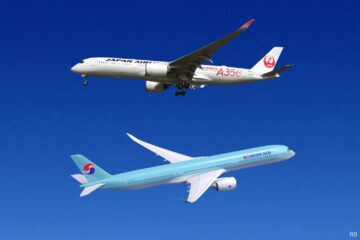 two airplanes in the sky