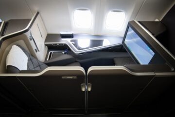 a tv on the back of an airplane