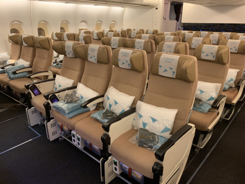 a row of seats in an airplane