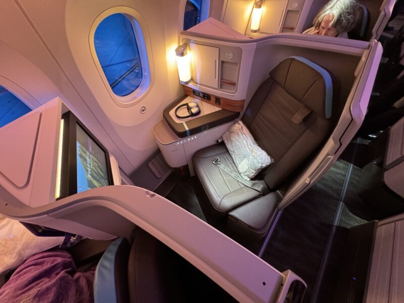 a seat in an airplane