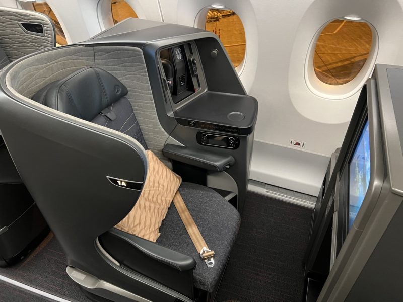 a seat in an airplane